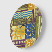 Rajasthan Indian, Patchwork-Teppich-Textur. Große Wanduhr (Winkel)