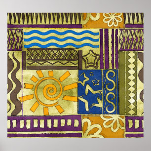 Rajasthan Indian, Patchwork-Teppich-Textur. Poster