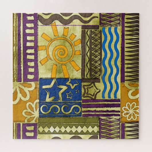 Rajasthan Indian, Patchwork-Teppich-Textur. Puzzle (Horizontal)