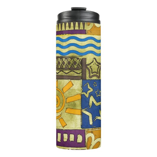 Rajasthan Indian, Patchwork-Teppich-Textur. Thermosbecher (Vorderseite)