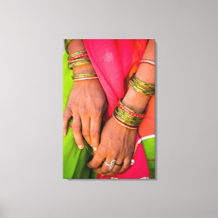 Rajasthan-Nah-up der Hände der Frau Leinwanddruck
