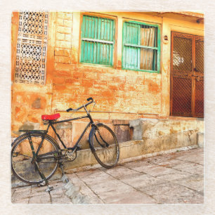 Rajasthan Street Scene: Indischer Stil Glasuntersetzer