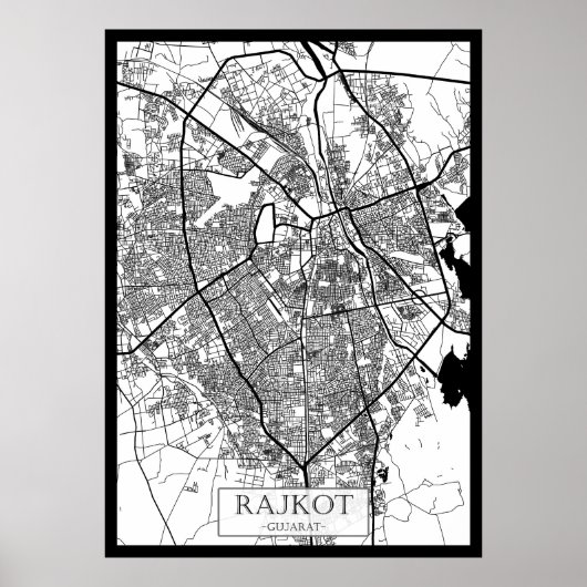Rajkot Gujarat Stadtplan Poster (Vorne)