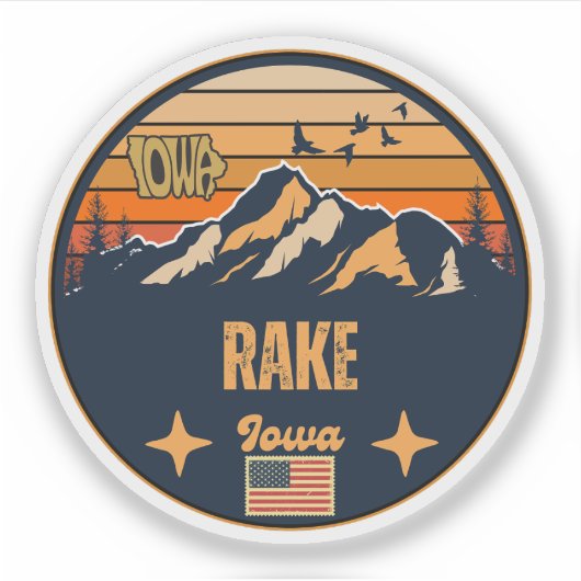 Rake, Iowa Aufkleber (Vorderseite)