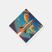 Rakete bei Sonnenuntergang Serviette (Ecke)