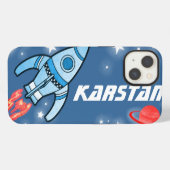 Rakete blau rote Name robust iphone Hülle Weltraum (Rückseite (Horizontal))