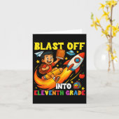 Rakete explodiert in Junior Funny Zurück zur Schul Karte (Gelbe Blume)