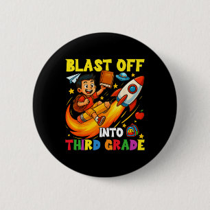 Rakete hebt in die dritte Klasse lustige Rückkehr Button