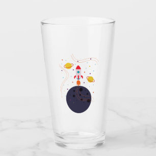 Rakete im Raumfahrtastronauten-Party Glas