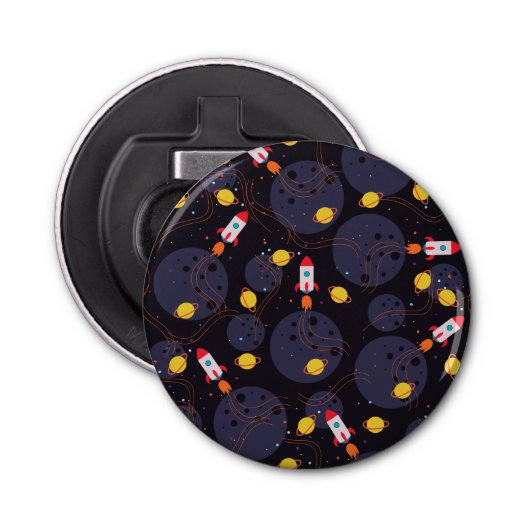 Rakete im Weltraum Flaschenöffner (Vorderseite)