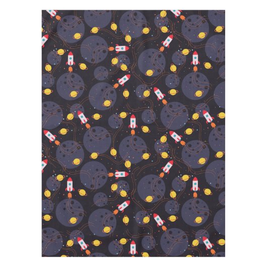 Rakete im Weltraum Tischdecke (Vorderseite)