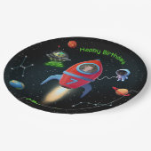 Rakete mit Foto | Geburtstag Alien UFO Astronaut Pappteller (Schrägansicht)