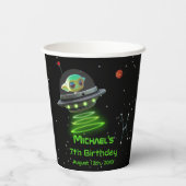 Rakete mit Foto | UFO Alien Astronaut Birthday Pappbecher (Rückseite)