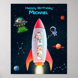 Rakete mit Foto | UFO Alien Birthday Astronaut Poster
