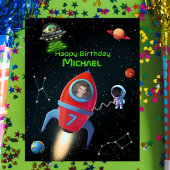 Rakete mit Foto | UFO Alien Birthday Astronaut Poster
