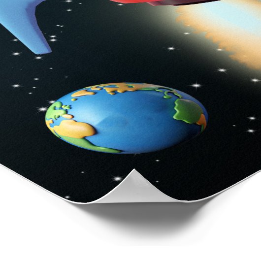 Rakete mit Foto | UFO Alien Birthday Astronaut Poster (Ecke)