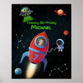 Rakete mit Foto | UFO Alien Birthday Astronaut Poster (Vorne)