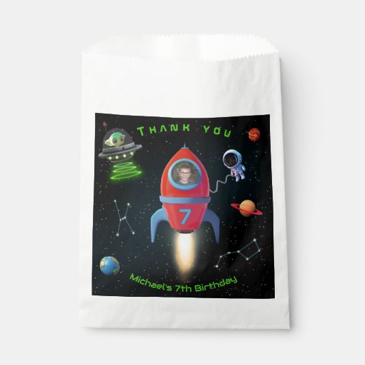 Rakete mit Foto | UFO Birthday Astronaut Alien Geschenktütchen (Vorderseite)