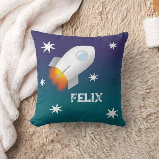 Rakete mit Sternen 2 | personalisierbares Kissen (Decke)