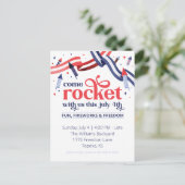 Rakete mit uns Amerikanische Unabhängigkeitstag Pa Postkarte (Stehend Vorderseite)