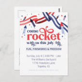 Rakete mit uns Amerikanische Unabhängigkeitstag Pa Postkarte (Vorne/Hinten)