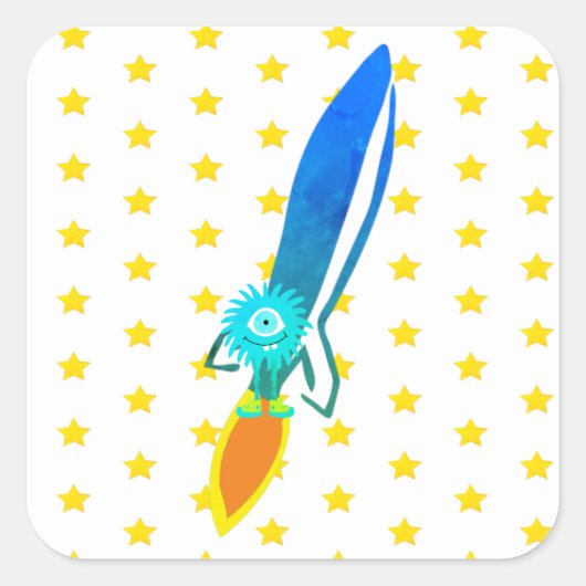 Rakete Quadratischer Aufkleber (Vorderseite)