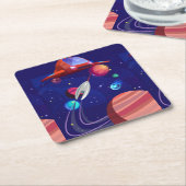 Rakete Rechteckiger Pappuntersetzer (angewinkelt)