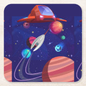 Rakete Rechteckiger Pappuntersetzer (Vorderseite)