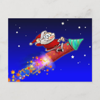 Rakete Santa 02 Feiertagspostkarte