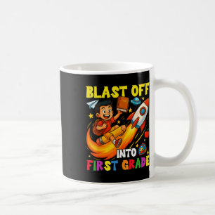 Rakete startet in die lustige erste Klasse Zurück Kaffeetasse
