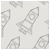 Rakete Zeichne Schwarzweiß-Muster Stoff (Nahaufnahme)