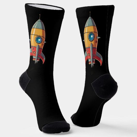 Rakete zum Mond Socken (Gewinkelt)