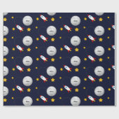 Rakete zum Mond und zu den Sternen Personalisiert Geschenkpapier (Flach)