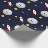Rakete zum Mond und zu den Sternen Personalisiert Geschenkpapier (Ecke)