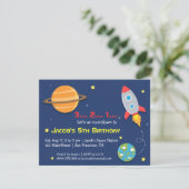 Rakete zum Weltraum-Party, Kindergeburtstag Einladung (Stehend Vorderseite)