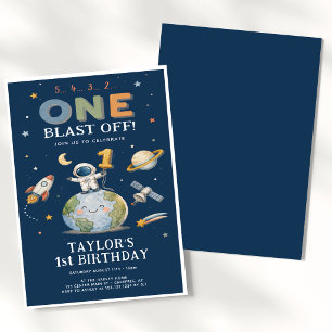 Raketen-Countdown zum 1. Geburtstag Einladung