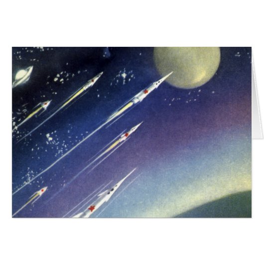 Raketen der Vintagen Science Fiction im Weltraum v (Vorderseite (Horizontal))