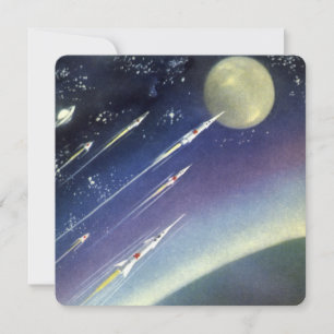 Raketen der Vintagen Science Fiction im Weltraum v
