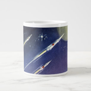 Raketen der Vintagen Science Fiction im Weltraum v Jumbo-Tasse