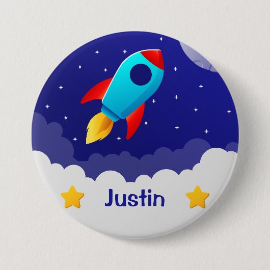 Raketen-Design für Weltraumabenteuer Button (Vorderseite)