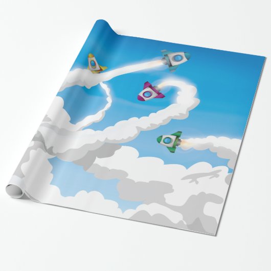 Raketen fliegen. geschenkpapier (Ungerollt)