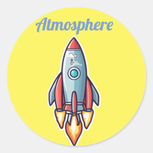 Raketen gehen in die Atmosphäre Runder Aufkleber