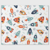 Raketen Geschenkpapier (Flach)