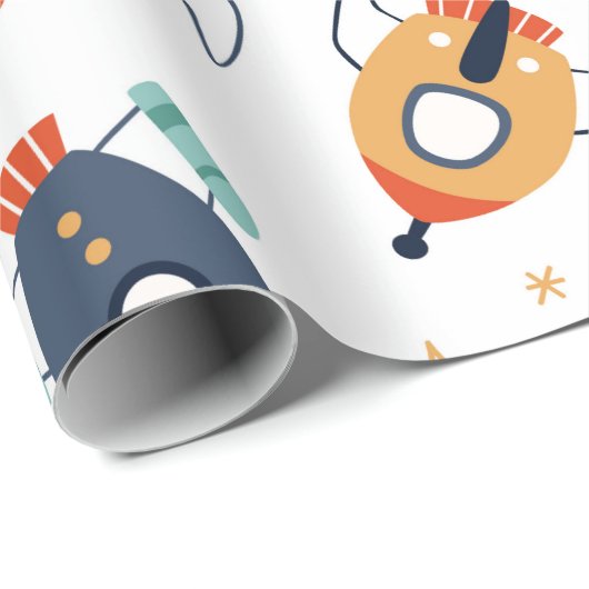 Raketen Geschenkpapier (Rolleneckpunkt)