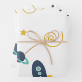 Raketen, Männer Frauen und Kinder, Planet Muster Geschenkpapier Set (Beispiel)