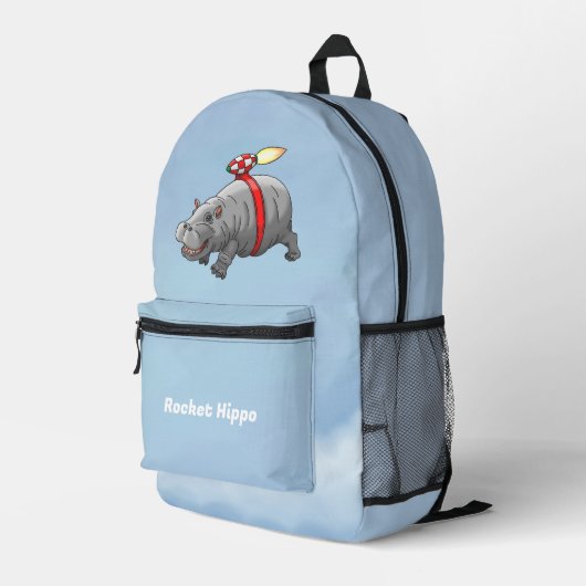 Raketen Nilpferd Bedruckter Rucksack (Rückseitige Ecke Rechts)