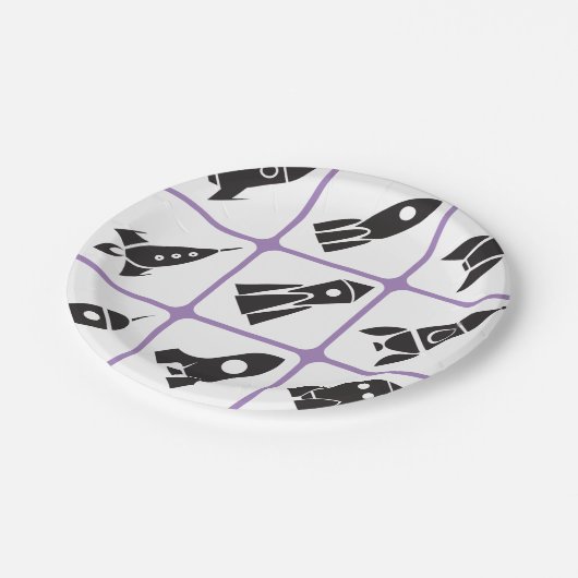 Raketen Pappteller (Schrägansicht)