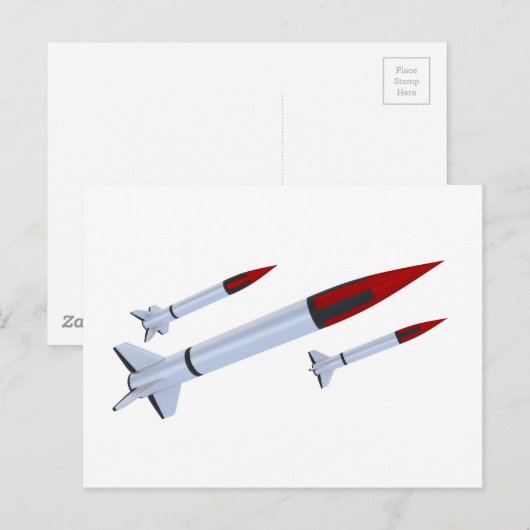 Raketen Postkarte (Vorne/Hinten)
