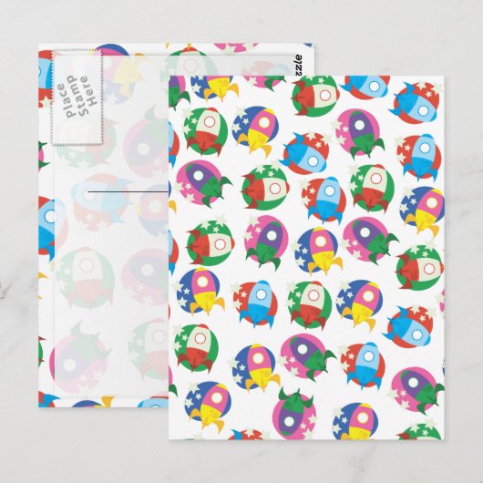 Raketen Postkarte (Vorne/Hinten)