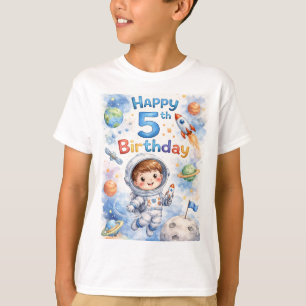 Raketen-Schiff-Geburtstag Weltraum Planeten Junge T-Shirt